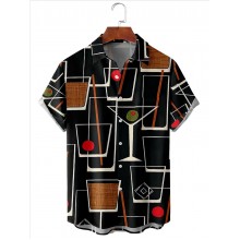 Men's Geometric Wine Glass Print Shirt 77487640X
