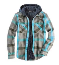 plaid hooded shirt jacket HF0613-05-01