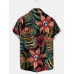 Men's Hawaiian Tikki Mask Skull Flower Short Sleeve Shirt