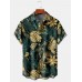 Men's Hawaiian Monstera Gold Green Short Sleeve Shirt