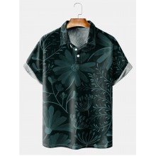 Men's Floral Print Short Sleeve Polo Shirt