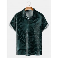 Men's Floral Print Short Sleeve Polo Shirt