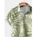 Turquoise Watercolor Fern Leaf Print POLO Shirt