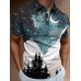 Watercolor Mountain Star Art Print Short Sleeve Polo Shirt