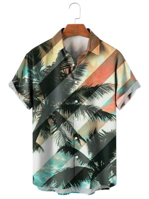 Men's Palm Stripe Print Shirt 57509228X