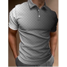 Men's Fashion Casual Gradient Short Sleeve Polo Shirt