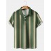 Men's Basic Striped Breathable Short Sleeve Polo Shirt